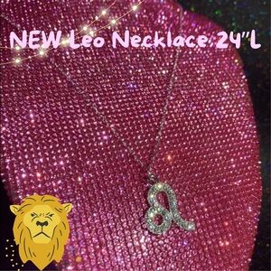 Leo Zodiac Sign Necklace Sterling Silver Bling Bedazzled Horoscope Astrology Y2K